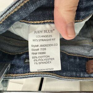 JUDY BLUE JEANS 90s straight fit mid rise stretch denim medium blue Y2K 7/28